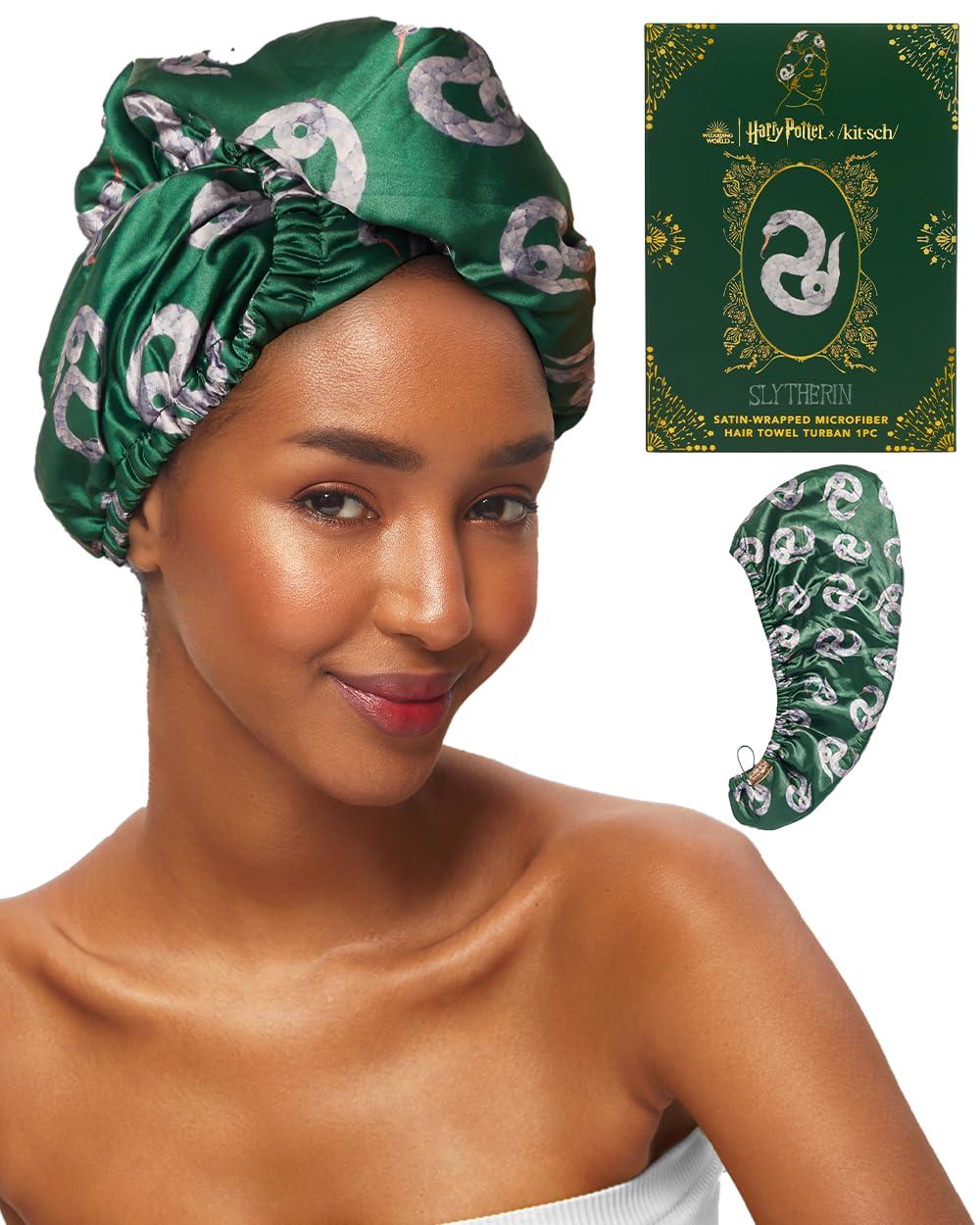 imageKitsch x Harry Potter Satin Microfiber Hair Towel Wrap for Women Super Absorbent Quick Dry AntiFrizz for Long ampamp Short Hairs Turbans for Women Hair Wrap Gifts for Mom SlytherinSlytherin