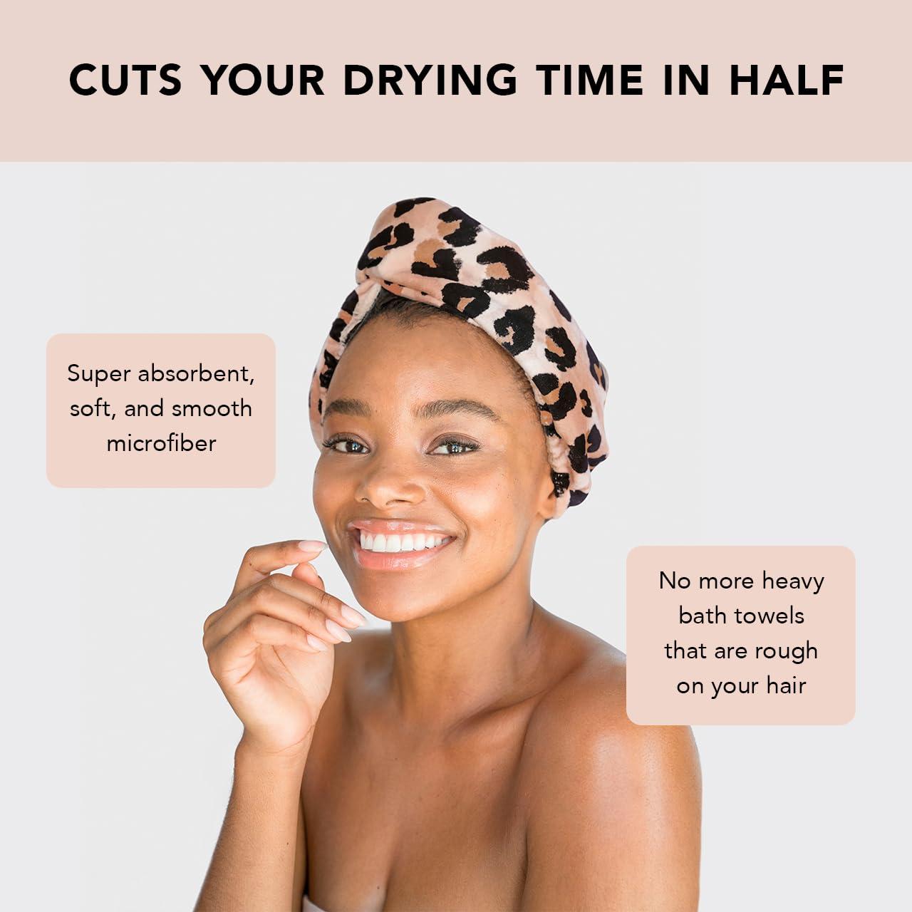 imageKitsch x Harry Potter Satin Microfiber Hair Towel Wrap for Women Super Absorbent Quick Dry AntiFrizz for Long ampamp Short Hairs Turbans for Women Hair Wrap Gifts for Mom SlytherinLeopard