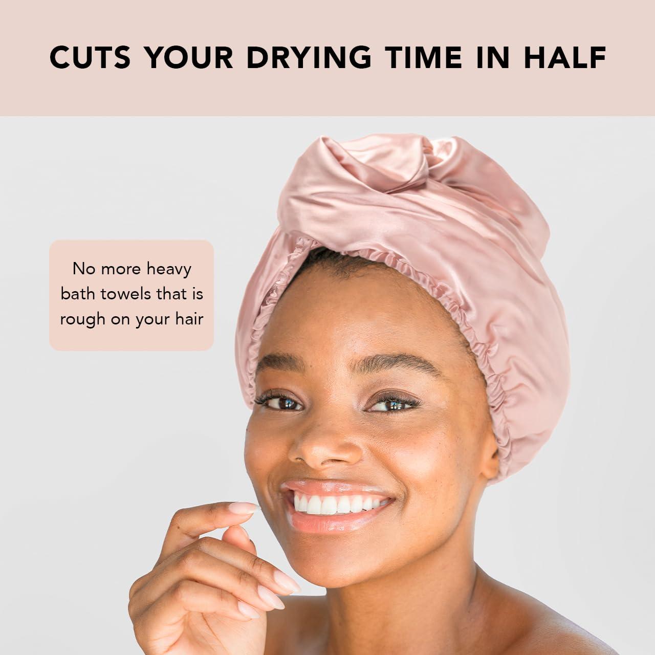 imageKitsch x Harry Potter Satin Microfiber Hair Towel Wrap for Women Super Absorbent Quick Dry AntiFrizz for Long ampamp Short Hairs Turbans for Women Hair Wrap Gifts for Mom SlytherinBlush