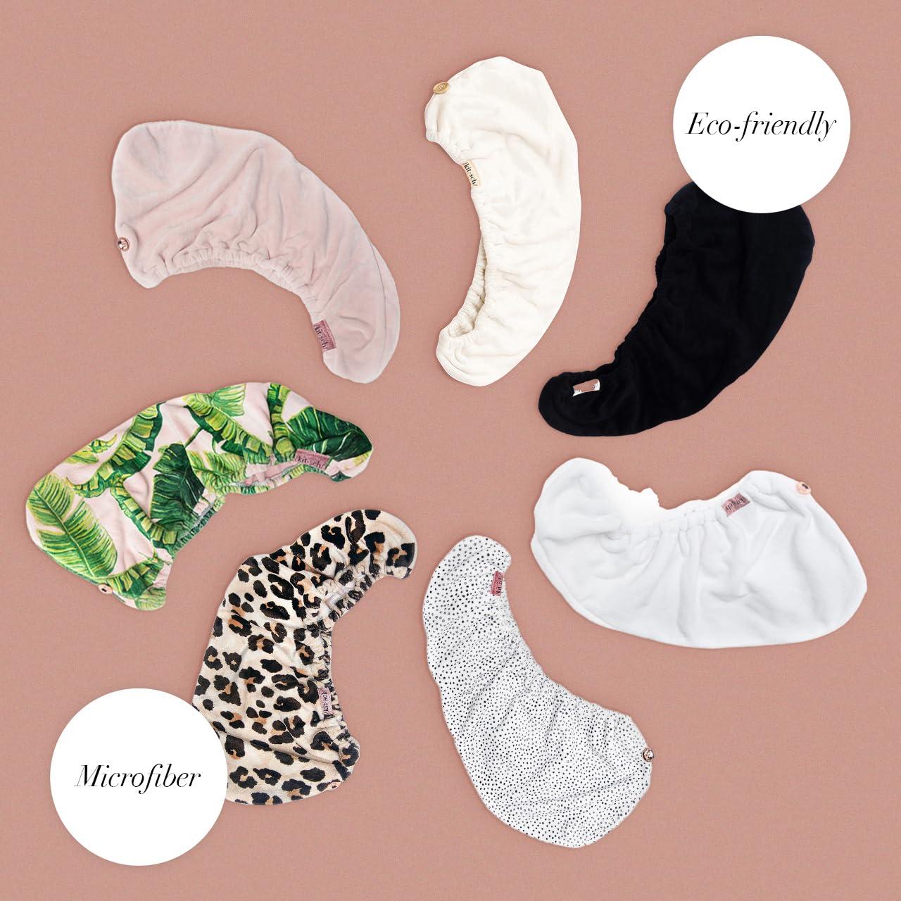 imageKitsch x Harry Potter Satin Microfiber Hair Towel Wrap for Women Super Absorbent Quick Dry AntiFrizz for Long ampamp Short Hairs Turbans for Women Hair Wrap Gifts for Mom SlytherinPalm Leaves