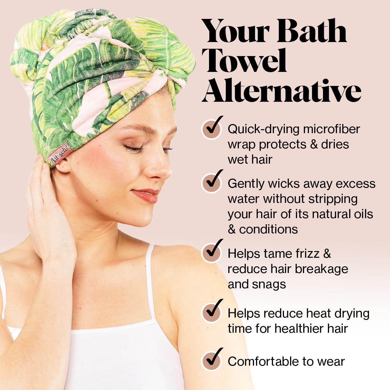 imageKitsch x Harry Potter Satin Microfiber Hair Towel Wrap for Women Super Absorbent Quick Dry AntiFrizz for Long ampamp Short Hairs Turbans for Women Hair Wrap Gifts for Mom SlytherinPalm Leaves