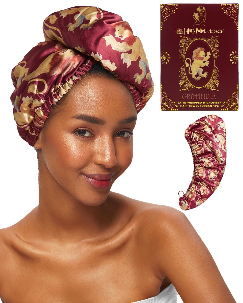 imageKitsch x Harry Potter Satin Microfiber Hair Towel Wrap for Women Super Absorbent Quick Dry AntiFrizz for Long ampamp Short Hairs Turbans for Women Hair Wrap Gifts for Mom SlytherinGryffindor