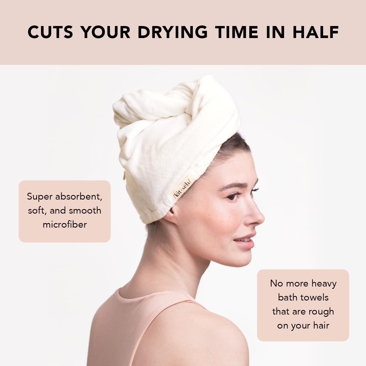 imageKitsch x Harry Potter Satin Microfiber Hair Towel Wrap for Women Super Absorbent Quick Dry AntiFrizz for Long ampamp Short Hairs Turbans for Women Hair Wrap Gifts for Mom SlytherinWhite Ivory