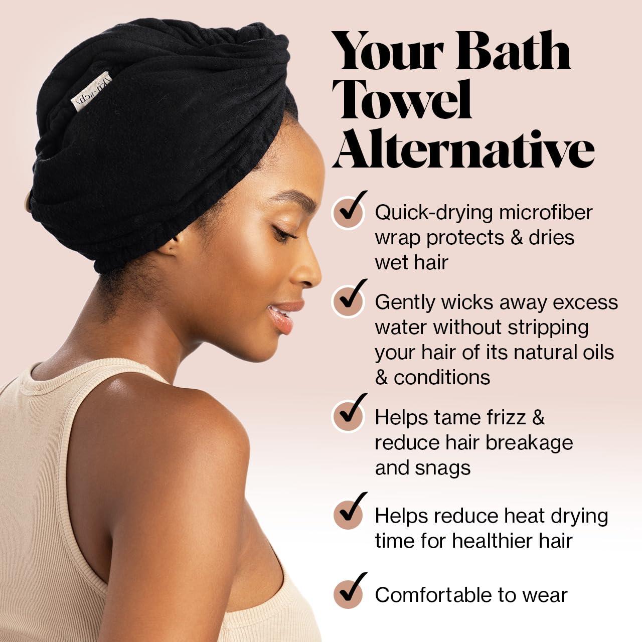 imageKitsch x Harry Potter Satin Microfiber Hair Towel Wrap for Women Super Absorbent Quick Dry AntiFrizz for Long ampamp Short Hairs Turbans for Women Hair Wrap Gifts for Mom SlytherinBlack