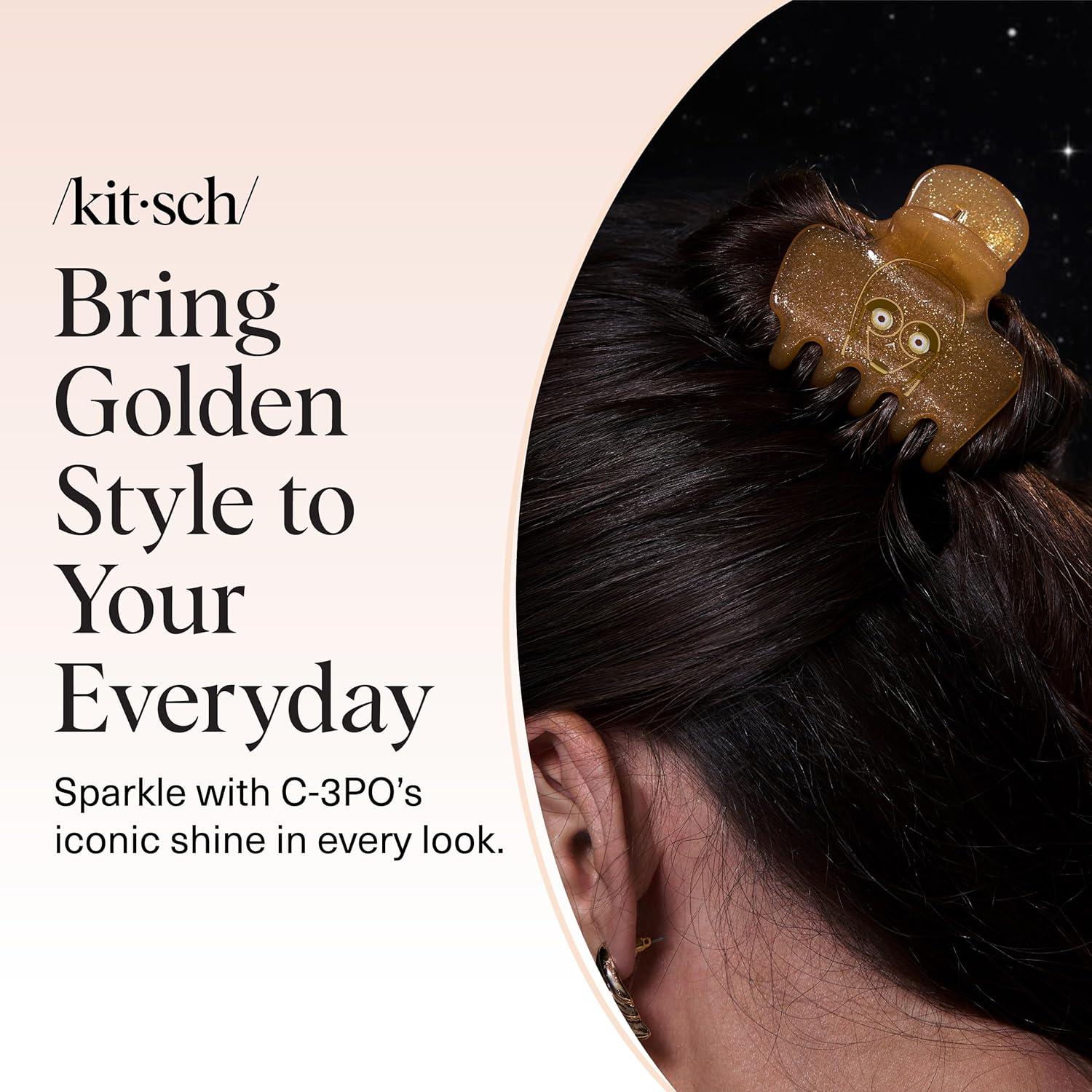 imageKitsch x Star Wars R2D2 Glitter Hair Clip for Women Whimsical GalaxyInspired Claw Clip EcoFriendly Recycled Plastic Strong Secure Grip Ideal Gifts for Women Hair Accessories for GirlsC3PO