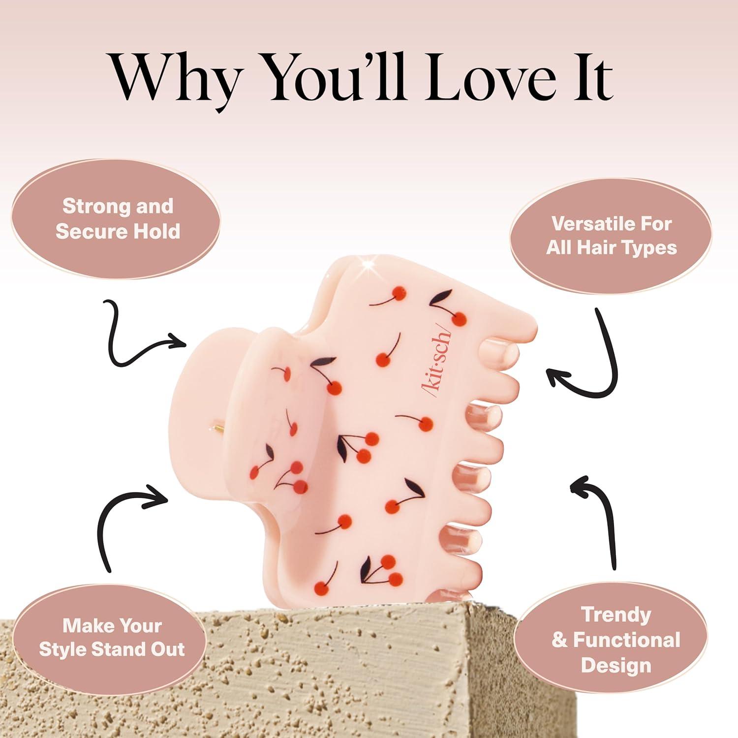 imageKitsch x Star Wars R2D2 Glitter Hair Clip for Women Whimsical GalaxyInspired Claw Clip EcoFriendly Recycled Plastic Strong Secure Grip Ideal Gifts for Women Hair Accessories for GirlsCherry Print