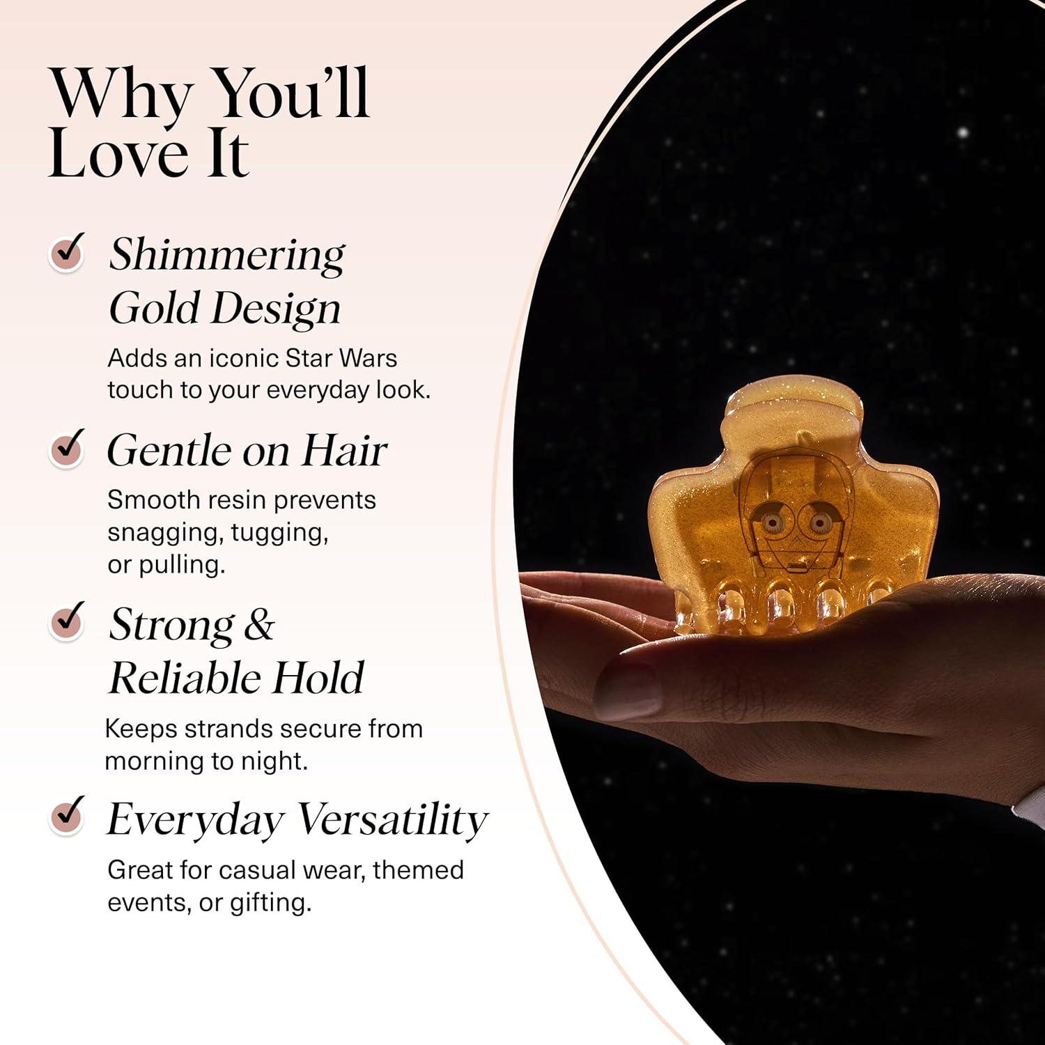 imageKitsch x Star Wars R2D2 Glitter Hair Clip for Women Whimsical GalaxyInspired Claw Clip EcoFriendly Recycled Plastic Strong Secure Grip Ideal Gifts for Women Hair Accessories for GirlsC3PO