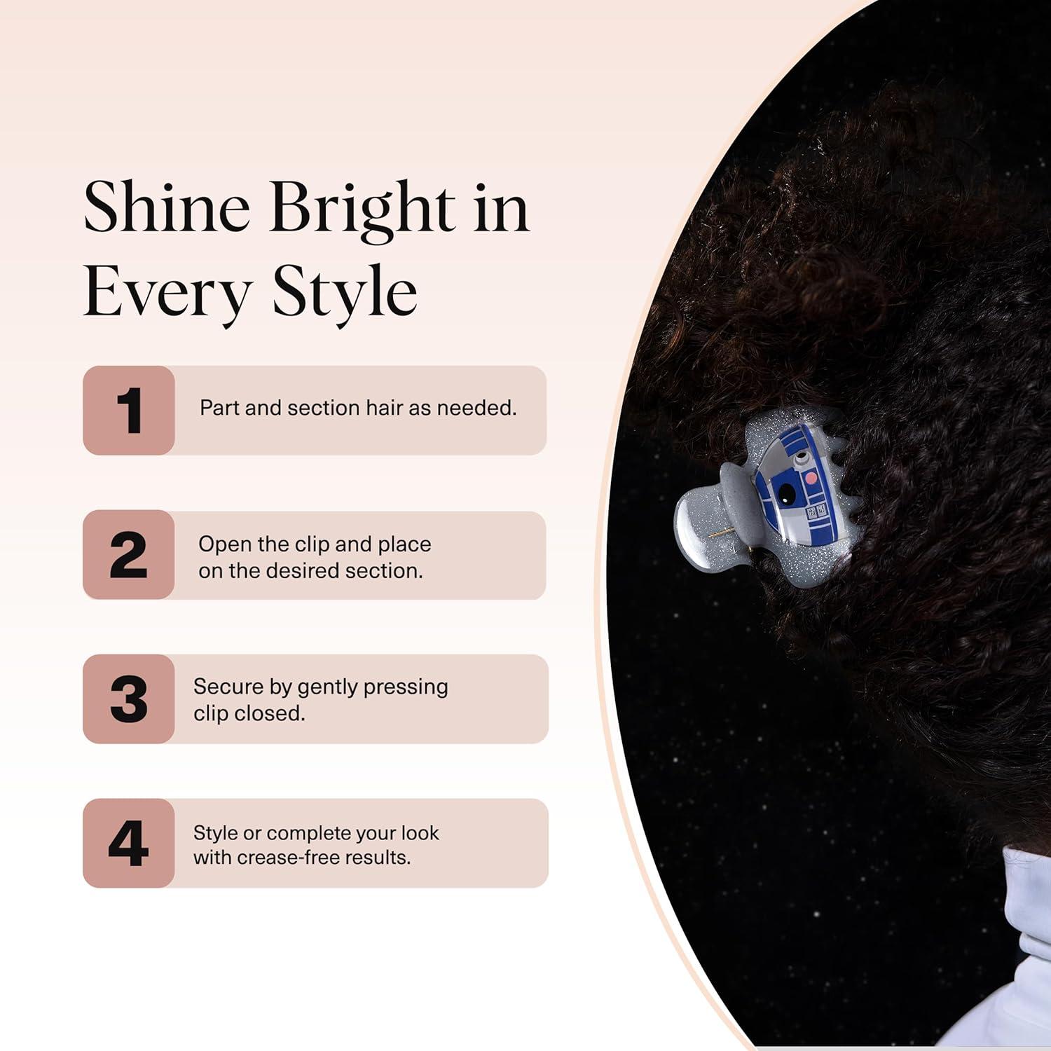 imageKitsch x Star Wars R2D2 Glitter Hair Clip for Women Whimsical GalaxyInspired Claw Clip EcoFriendly Recycled Plastic Strong Secure Grip Ideal Gifts for Women Hair Accessories for GirlsR2D2