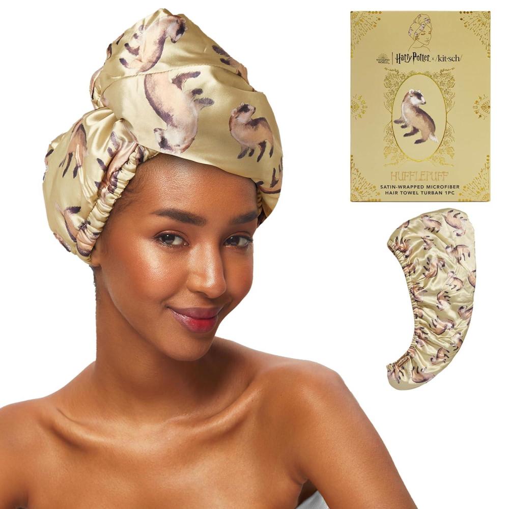 imageKitsch x Harry Potter Satin Microfiber Hair Towel Wrap for Women Super Absorbent Quick Dry AntiFrizz for Long ampamp Short Hairs Turbans for Women Hair Wrap Gifts for Mom SlytherinHufflepuff