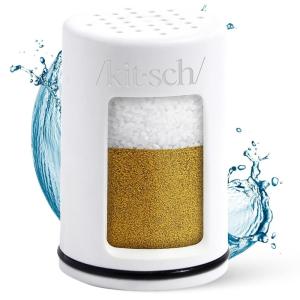 Kitsch Shower Head Filter for Hard Water – Shower Filter with KDF-55 & Calcium Sulfite, Helps Reduce Chlorine & Impurities, Water Softener – Bathroom Accessories for Healthier Hair & Skin – Chrome(White)