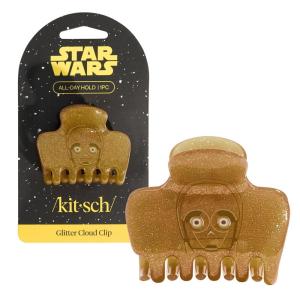 Kitsch x Star Wars R2-D2 Glitter Hair Clip for Women – Whimsical Galaxy-Inspired Claw Clip | Eco-Friendly Recycled Plastic, Strong Secure Grip, | Ideal Gifts for Women, Hair Accessories for Girls(C-3PO)