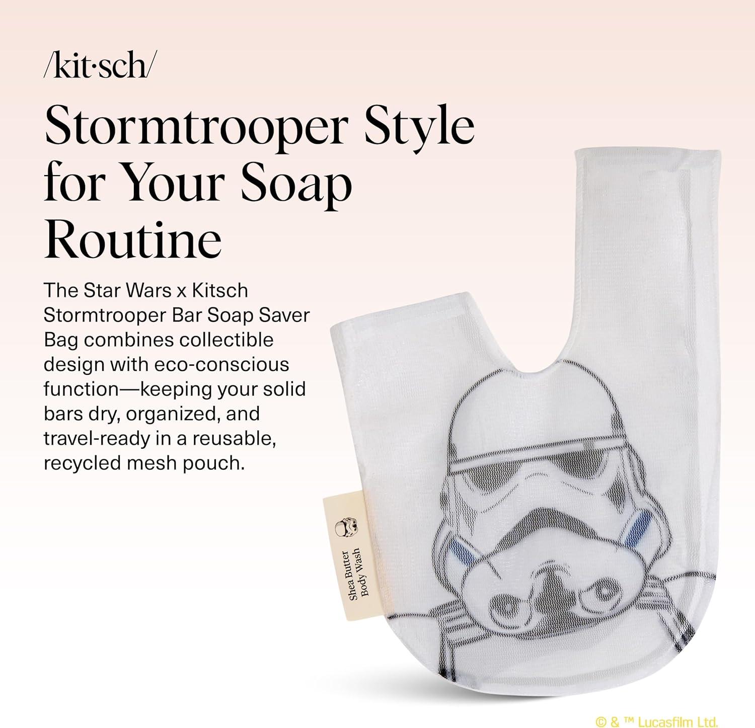 imageKitsch x Star Wars R2D2 Soap Saver Bag Patented Mesh Bag Soap Holder for Shampoo ampamp Conditioner Bars Extends Use ampamp Prevents Soggy Mess Recycled Mesh Beauty Pouch EcoFriendlyStormtrooper