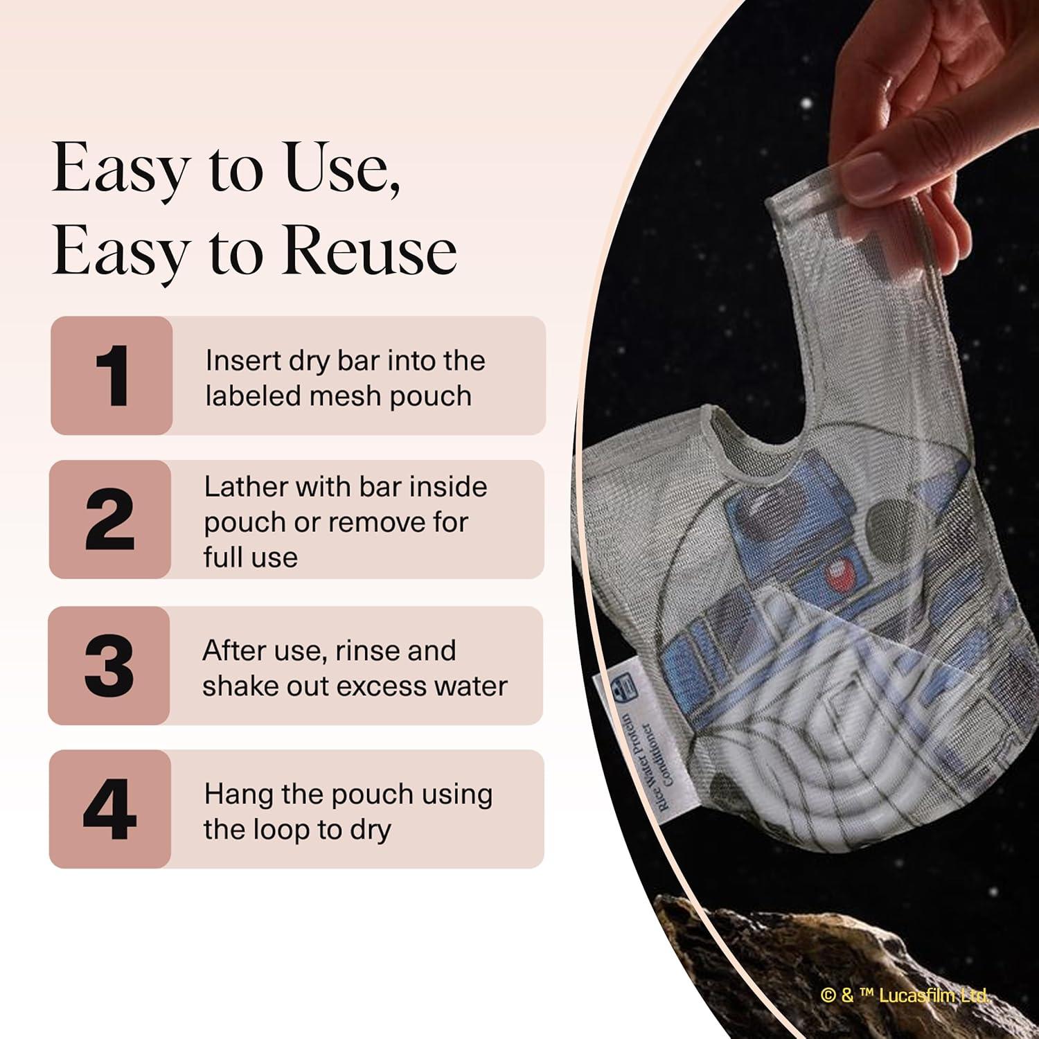 imageKitsch x Star Wars R2D2 Soap Saver Bag Patented Mesh Bag Soap Holder for Shampoo ampamp Conditioner Bars Extends Use ampamp Prevents Soggy Mess Recycled Mesh Beauty Pouch EcoFriendlyR2d2