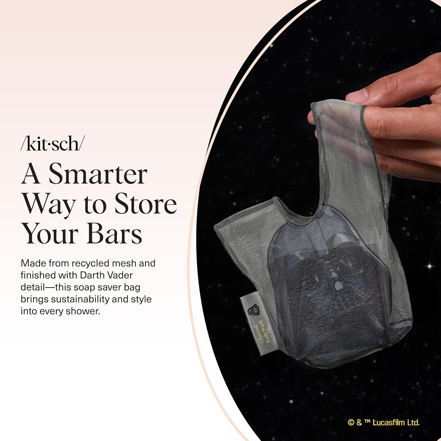 imageKitsch x Star Wars R2D2 Soap Saver Bag Patented Mesh Bag Soap Holder for Shampoo ampamp Conditioner Bars Extends Use ampamp Prevents Soggy Mess Recycled Mesh Beauty Pouch EcoFriendlyDarth Vader