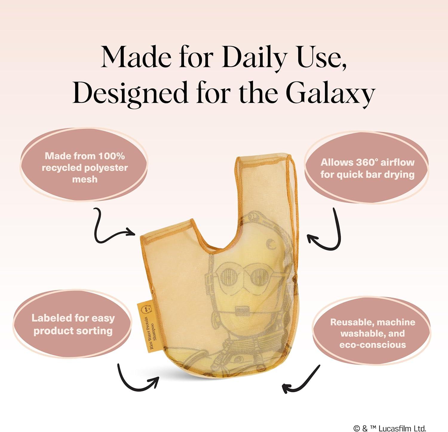 imageKitsch x Star Wars R2D2 Soap Saver Bag Patented Mesh Bag Soap Holder for Shampoo ampamp Conditioner Bars Extends Use ampamp Prevents Soggy Mess Recycled Mesh Beauty Pouch EcoFriendlyC3po