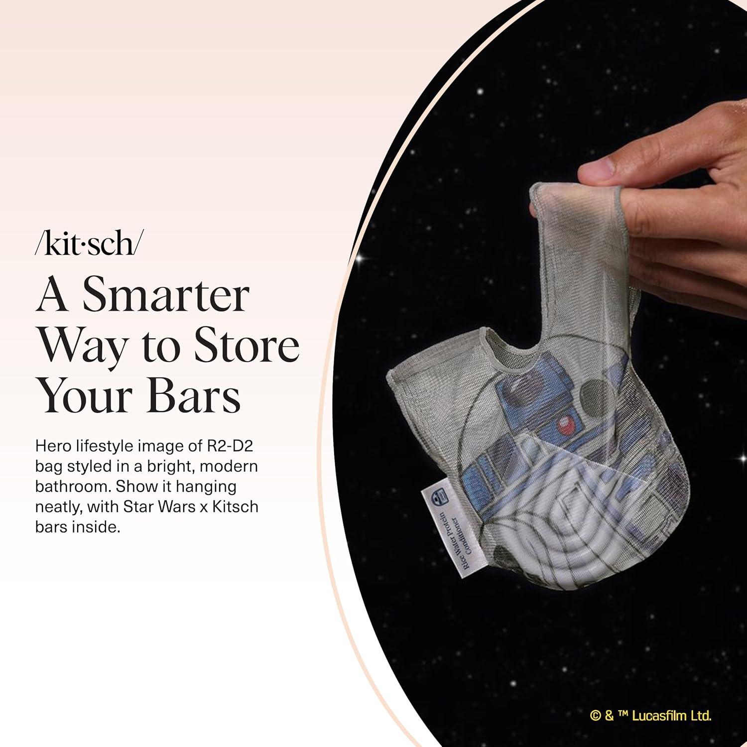imageKitsch x Star Wars R2D2 Soap Saver Bag Patented Mesh Bag Soap Holder for Shampoo ampamp Conditioner Bars Extends Use ampamp Prevents Soggy Mess Recycled Mesh Beauty Pouch EcoFriendlyR2d2