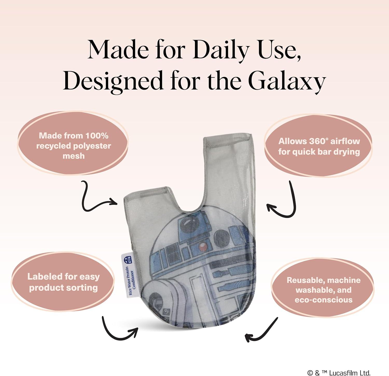 imageKitsch x Star Wars R2D2 Soap Saver Bag Patented Mesh Bag Soap Holder for Shampoo ampamp Conditioner Bars Extends Use ampamp Prevents Soggy Mess Recycled Mesh Beauty Pouch EcoFriendlyR2d2