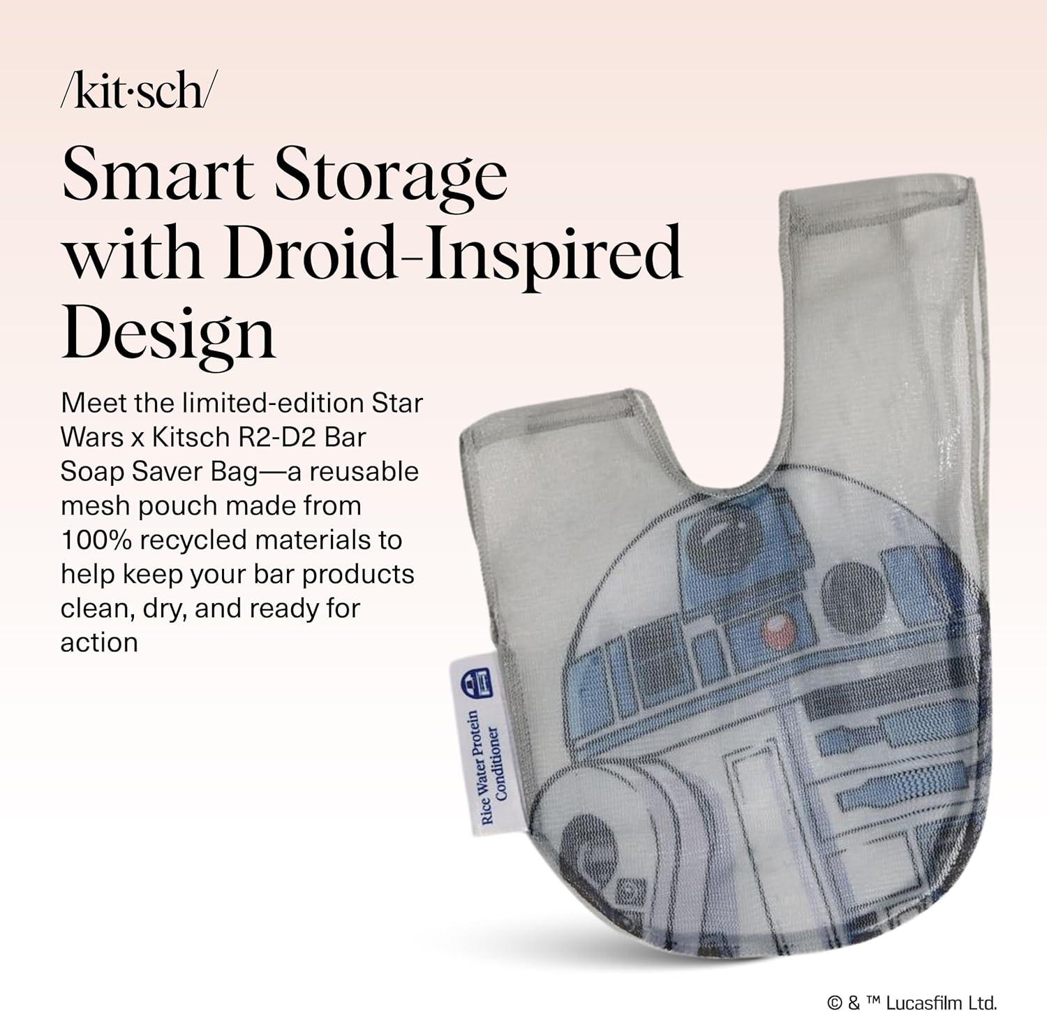 imageKitsch x Star Wars R2D2 Soap Saver Bag Patented Mesh Bag Soap Holder for Shampoo ampamp Conditioner Bars Extends Use ampamp Prevents Soggy Mess Recycled Mesh Beauty Pouch EcoFriendlyR2d2
