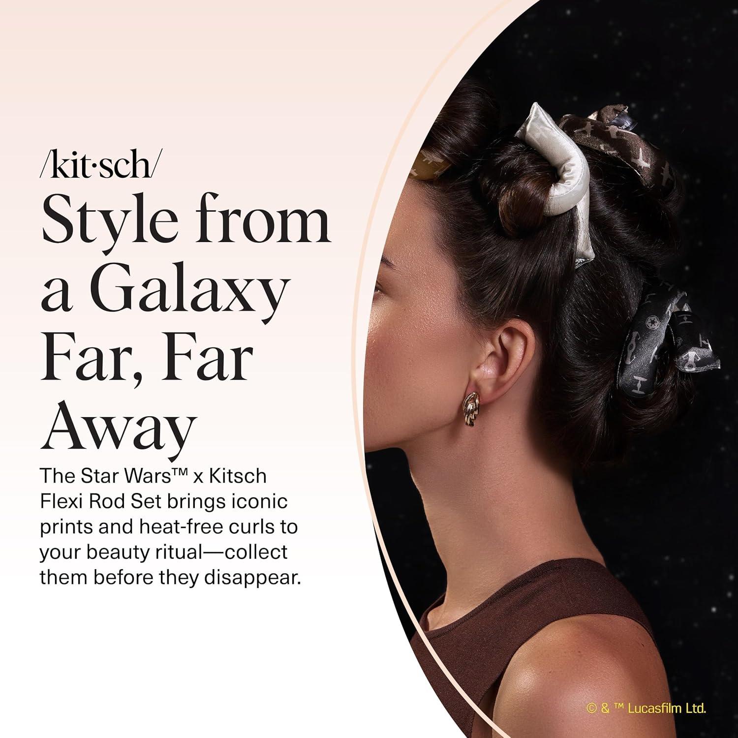 imageKitsch x Star Wars Satin Heatless Hair Curler Soft Hair Curlers to Sleep In for Heatless Curls Overnight Overnight Blowout Rods for Women Hair Styling Tools Light Side vs Dark Side 6pc Set