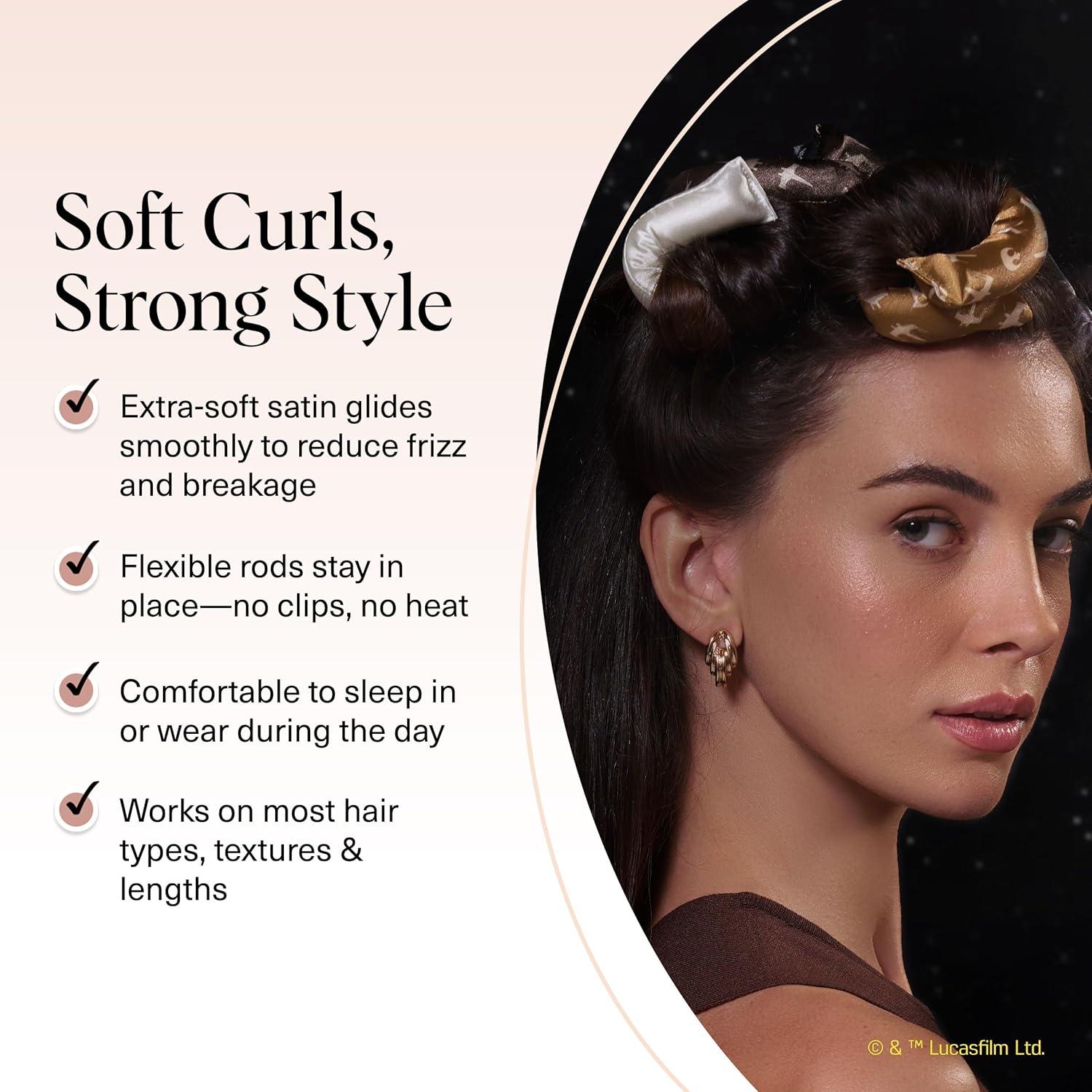 imageKitsch x Star Wars Satin Heatless Hair Curler Soft Hair Curlers to Sleep In for Heatless Curls Overnight Overnight Blowout Rods for Women Hair Styling Tools Light Side vs Dark Side 6pc Set