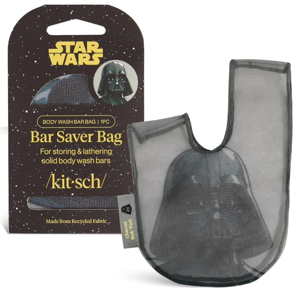 imageKitsch x Star Wars R2D2 Soap Saver Bag Patented Mesh Bag Soap Holder for Shampoo ampamp Conditioner Bars Extends Use ampamp Prevents Soggy Mess Recycled Mesh Beauty Pouch EcoFriendlyDarth Vader