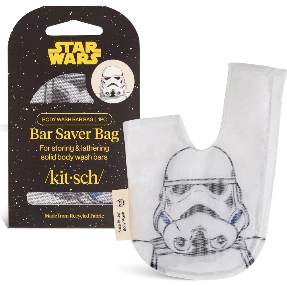 imageKitsch x Star Wars R2D2 Soap Saver Bag Patented Mesh Bag Soap Holder for Shampoo ampamp Conditioner Bars Extends Use ampamp Prevents Soggy Mess Recycled Mesh Beauty Pouch EcoFriendlyStormtrooper