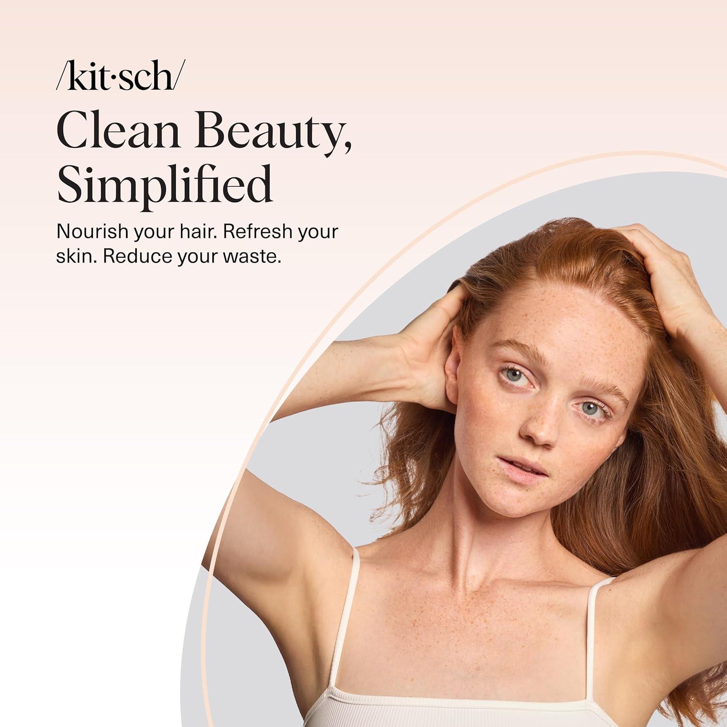 imageKitsch 4pc Set Rice Water Shampoo and Conditioner Set Charcoal Body Wash Bar ampamp Exfoliating Sugar Body Scrub Hair ampamp Body Bar Soap Silicone Paraben and Sulfate Free Solid Bars