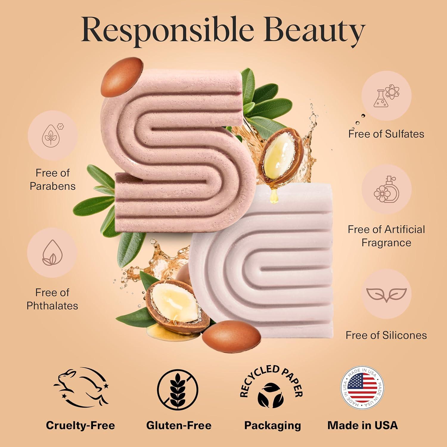 imageKitsch Argan Oil Shampoo and Conditioner Bar Repairing Solid Shampoo and Conditioner for Women and Men Moisturizing Hair Care for Dry Damaged Hair Paraben ampamp SulfateFree Made in USA 2pc set