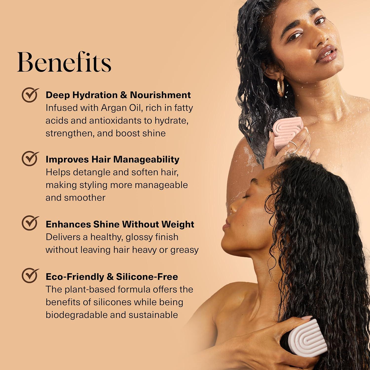 imageKitsch Argan Oil Shampoo and Conditioner Bar Repairing Solid Shampoo and Conditioner for Women and Men Moisturizing Hair Care for Dry Damaged Hair Paraben ampamp SulfateFree Made in USA 2pc set