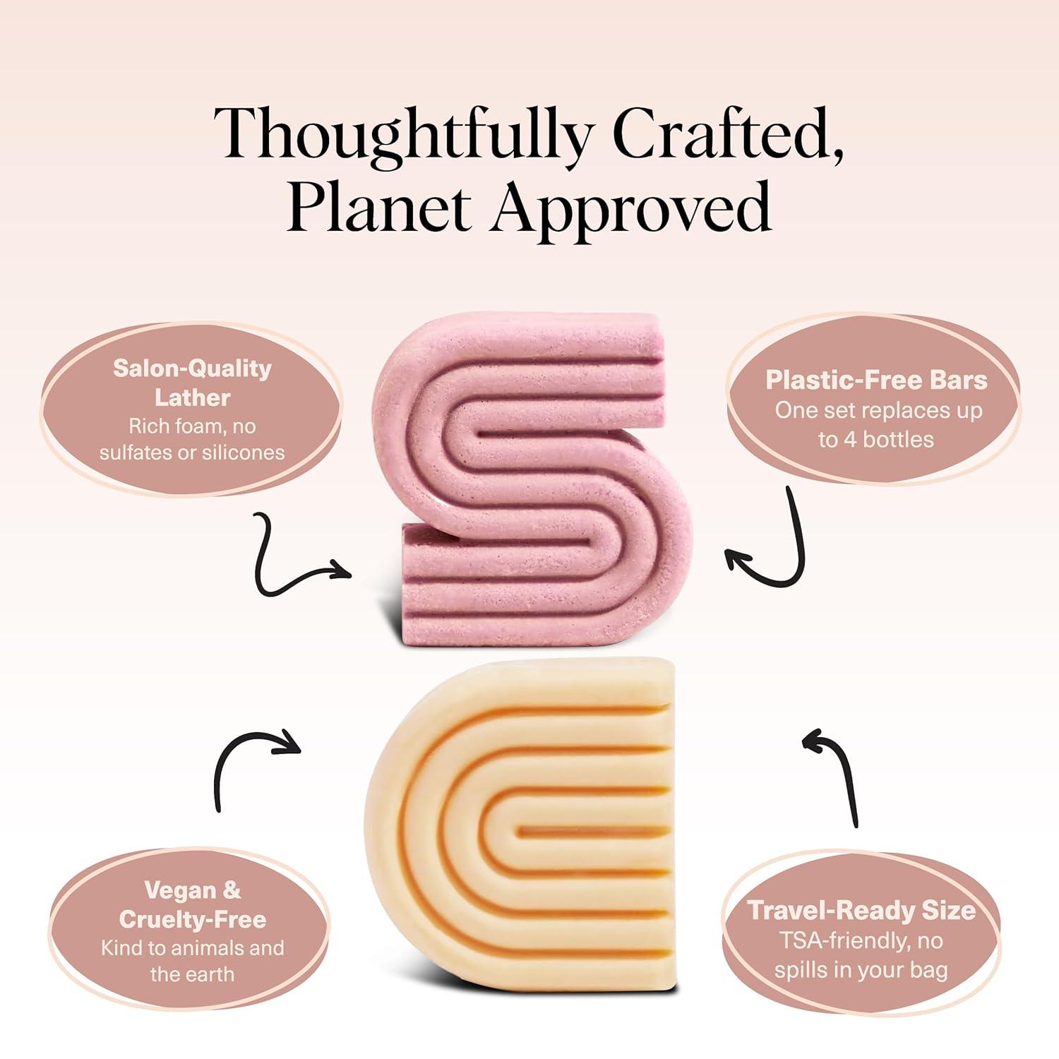 imageKitsch Castor Oil Shampoo Bar ampamp Coconut Oil Conditioner Bar Nourishing Shampoo and Conditioner Set for Dry Damaged Hair Strengthening Hair Care Hydrating ampamp DeepMoisturizing 2pc set