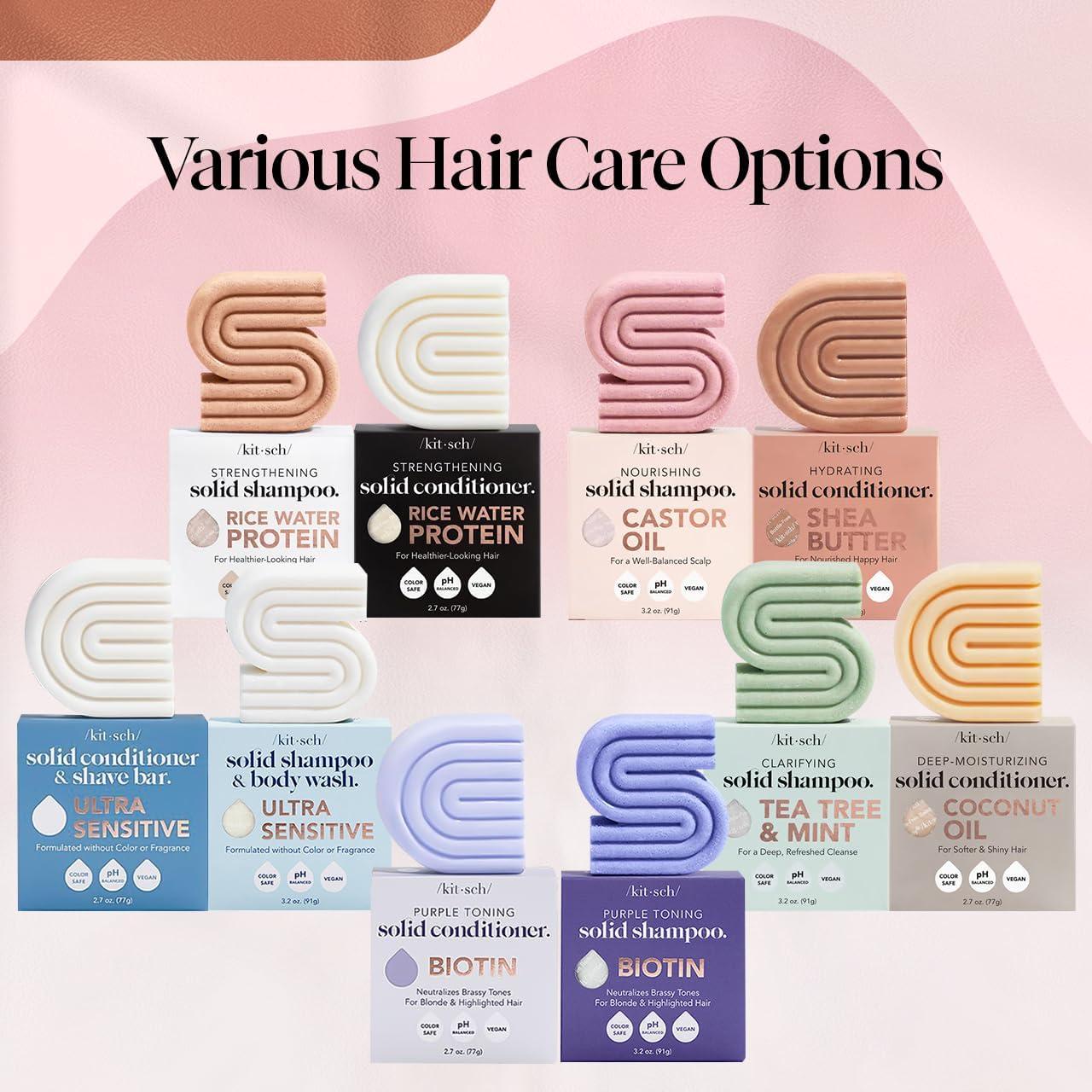 imageKitsch Castor Oil Shampoo ampamp Shea Butter Conditioner Bar Shampoo and Conditioner Set Hydrating ampamp Moisturizing Bar Soap Free of Paraben Silicone Sulfate Made in USA 2pc Set