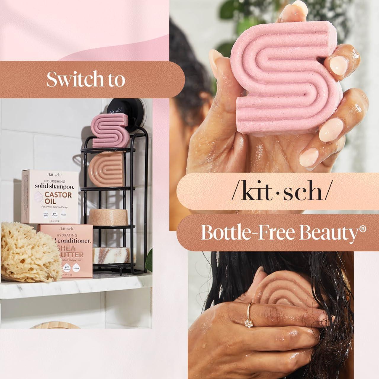 imageKitsch Castor Oil Shampoo ampamp Shea Butter Conditioner Bar Shampoo and Conditioner Set Hydrating ampamp Moisturizing Bar Soap Free of Paraben Silicone Sulfate Made in USA 2pc Set