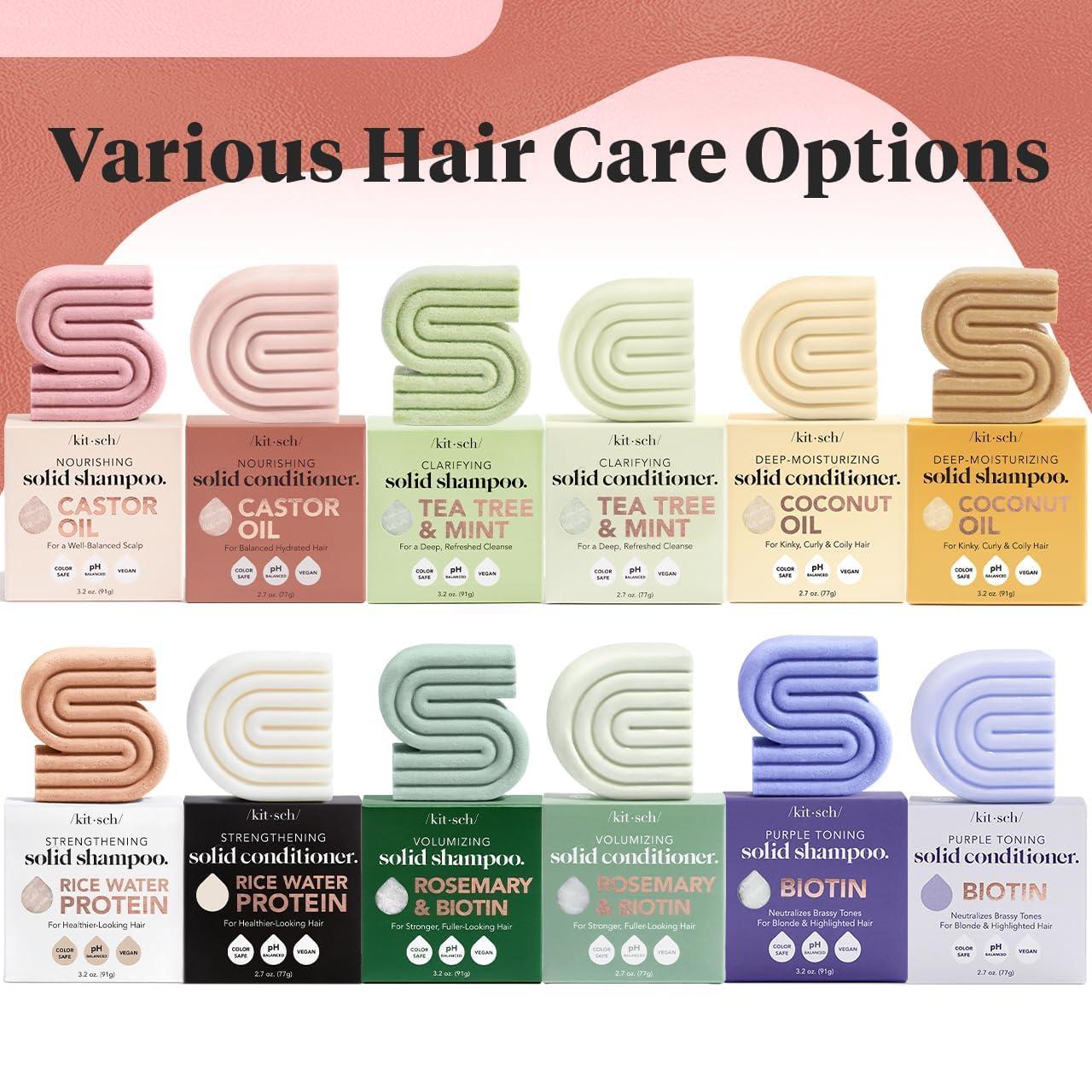 imageKitsch Castor Oil Shampoo and Conditioner Set Organic Castor Oil Hair Care for Dull ampamp Dry Hair Nourishing Bar Soap for Hair Growth Free of Sulfate Silicone ampamp Paraben Made in USA 2pcs