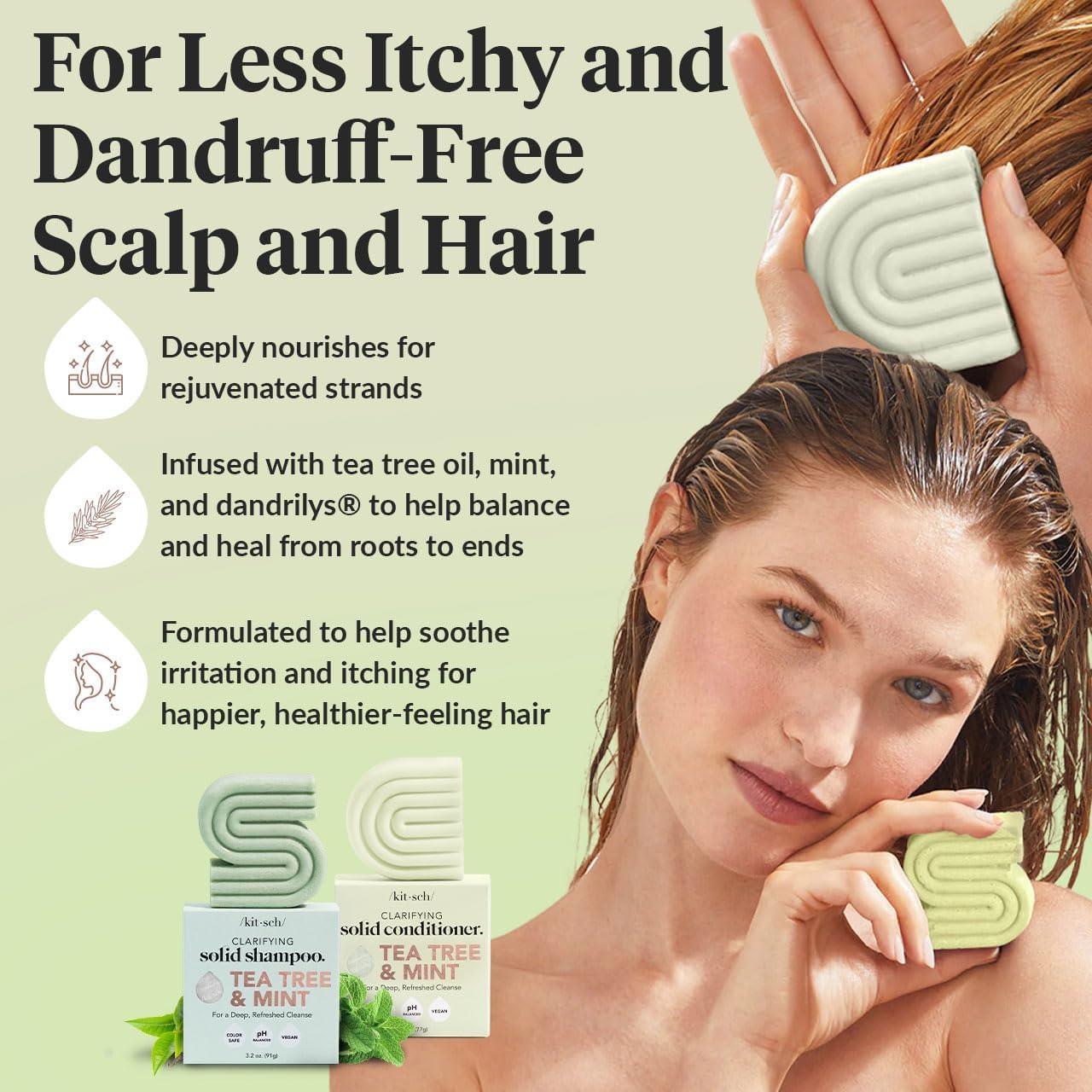 imageKitsch Clarifying Tea Tree Shampoo and Conditioner Set Shampoo ampamp Conditioner Bar for Women and Men Scalp ampamp Oil Control Hair Care Free of Paraben Sulfate ampamp Silicone Made in USA 2 pcs