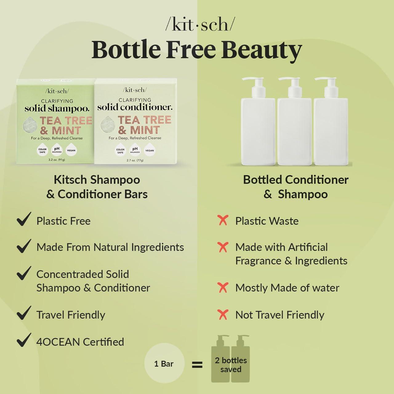 imageKitsch Clarifying Tea Tree Shampoo and Conditioner Set Shampoo ampamp Conditioner Bar for Women and Men Scalp ampamp Oil Control Hair Care Free of Paraben Sulfate ampamp Silicone Made in USA 2 pcs