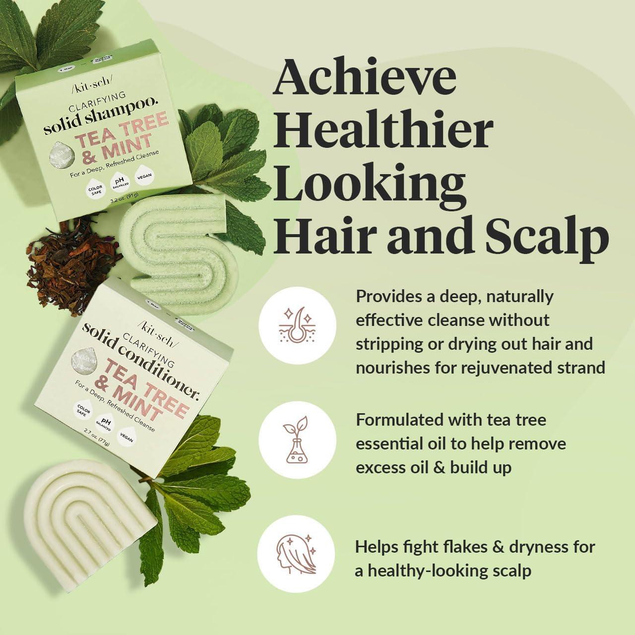 imageKitsch Clarifying Tea Tree Shampoo and Conditioner Set Shampoo ampamp Conditioner Bar for Women and Men Scalp ampamp Oil Control Hair Care Free of Paraben Sulfate ampamp Silicone Made in USA 2 pcs