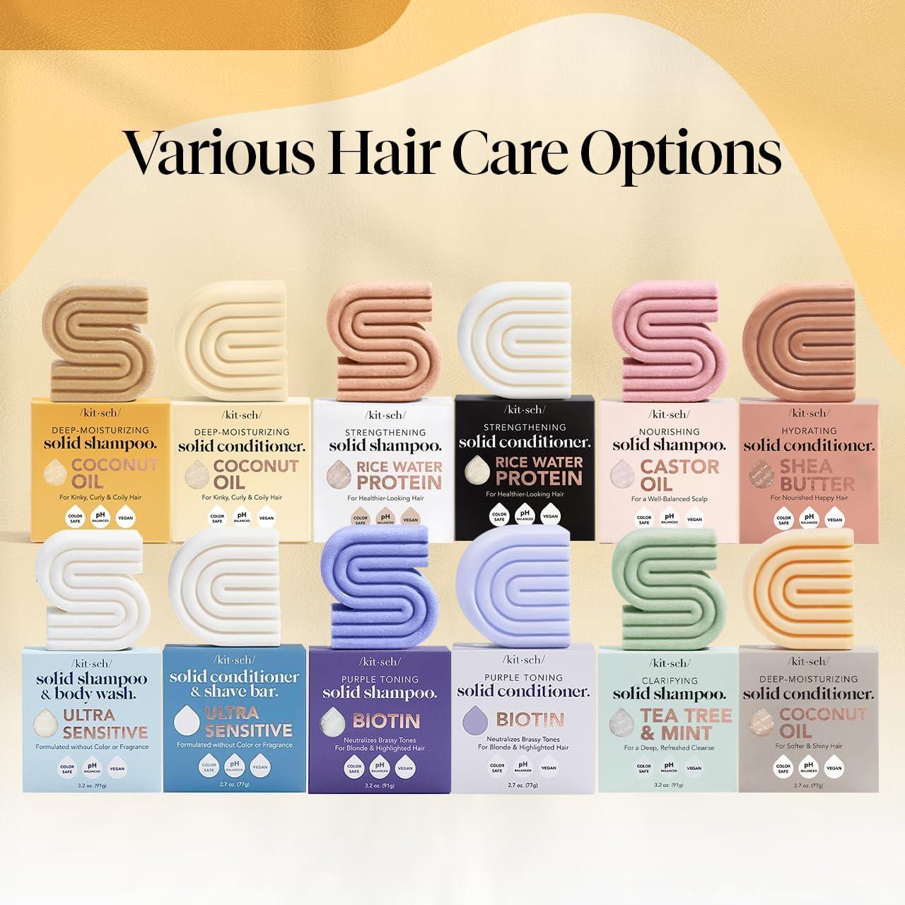 imageKitsch Coconut Oil Shampoo and Conditioner Set Deep Moisturizing Shampoo and Conditioner Bar for Dry Damaged Hair Hydrating Solid Bars for Curly Coily ampamp Color Treated Hair Made in USA