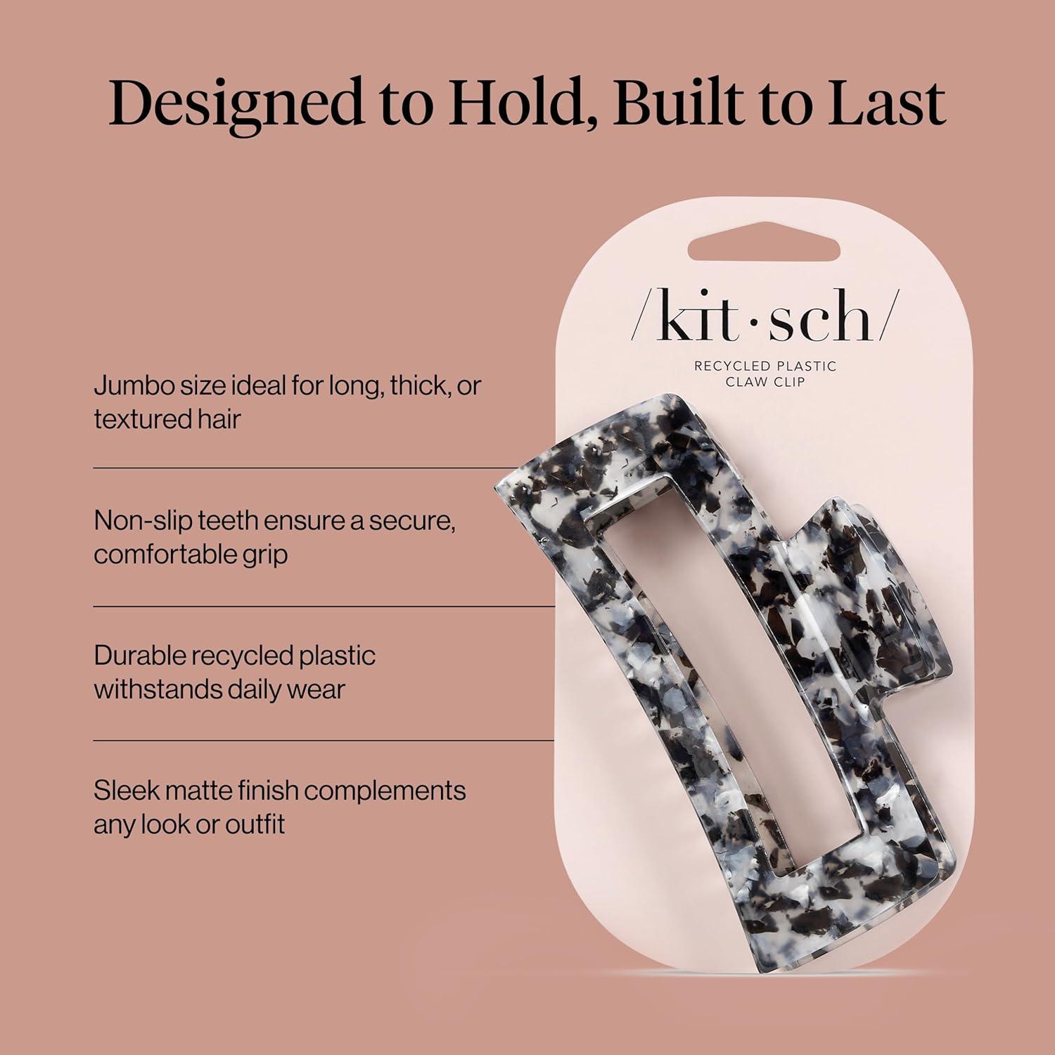 imageKitsch Hello Kitty Recycled Plastic Jumbo Claw Clip Extra Large claw Clips for Thick Hair Big Hair Clips for Thin Hair Ideal Gifts for Women 1 Piece Pink Kitty FacesBlack