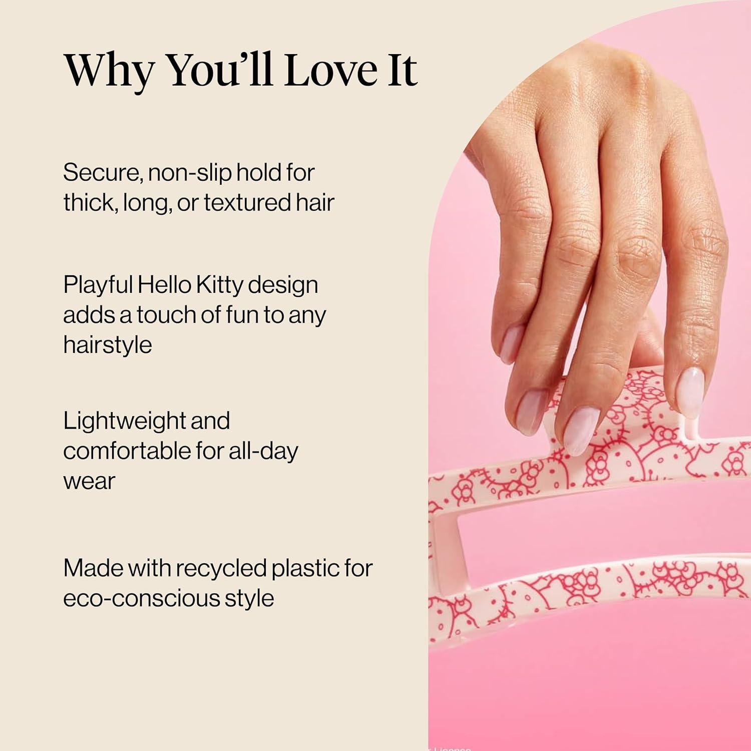 imageKitsch Hello Kitty Recycled Plastic Jumbo Claw Clip Extra Large claw Clips for Thick Hair Big Hair Clips for Thin Hair Ideal Gifts for Women 1 Piece Pink Kitty FacesPink Kitty Faces