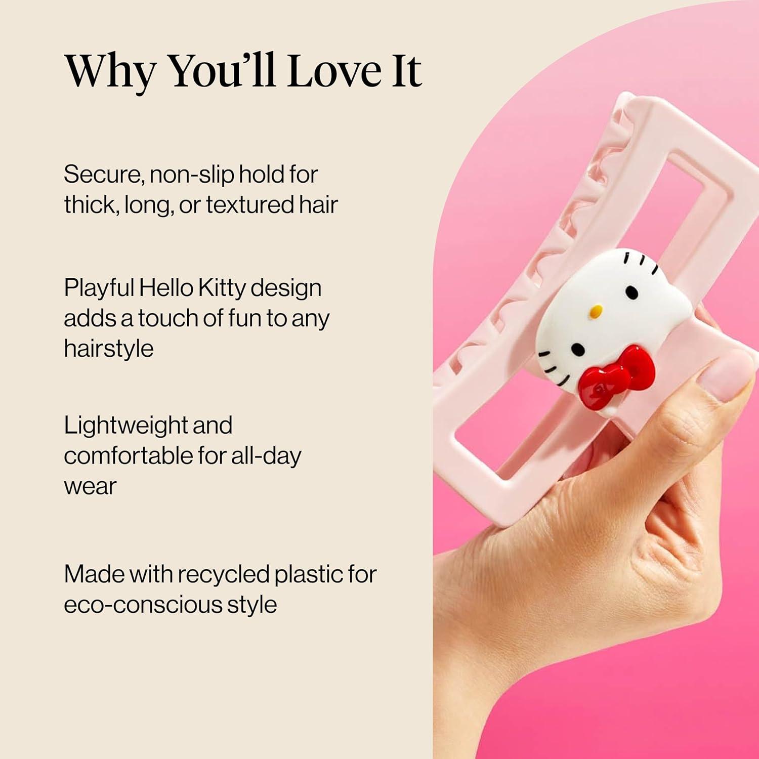 imageKitsch Hello Kitty Recycled Plastic Jumbo Claw Clip Extra Large claw Clips for Thick Hair Big Hair Clips for Thin Hair Ideal Gifts for Women 1 Piece Pink Kitty FacesKitty Face