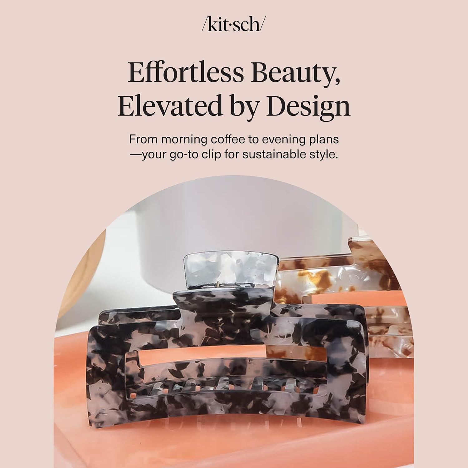 imageKitsch Hello Kitty Recycled Plastic Jumbo Claw Clip Extra Large claw Clips for Thick Hair Big Hair Clips for Thin Hair Ideal Gifts for Women 1 Piece Pink Kitty FacesBlack