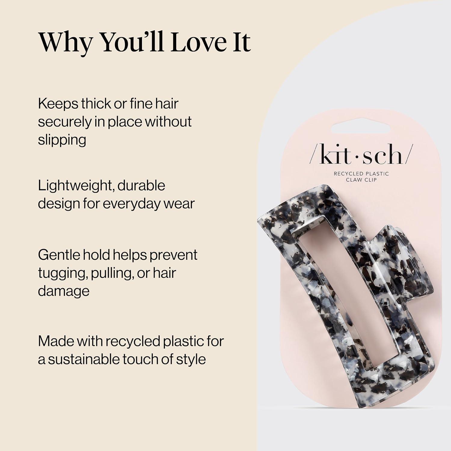 imageKitsch Hello Kitty Recycled Plastic Jumbo Claw Clip Extra Large claw Clips for Thick Hair Big Hair Clips for Thin Hair Ideal Gifts for Women 1 Piece Pink Kitty FacesBlack