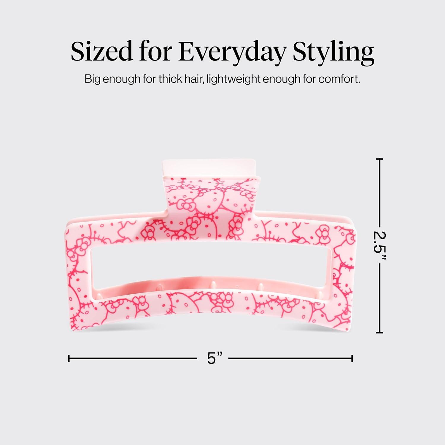 imageKitsch Hello Kitty Recycled Plastic Jumbo Claw Clip Extra Large claw Clips for Thick Hair Big Hair Clips for Thin Hair Ideal Gifts for Women 1 Piece Pink Kitty FacesPink Kitty Faces