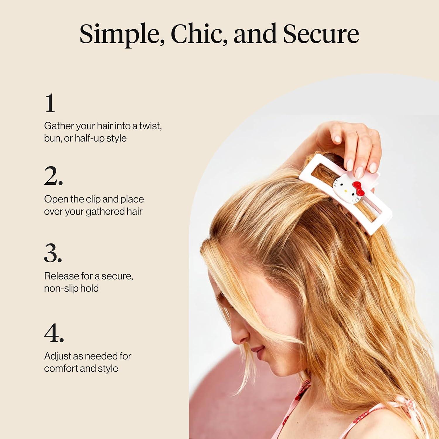 imageKitsch Hello Kitty Recycled Plastic Jumbo Claw Clip Extra Large claw Clips for Thick Hair Big Hair Clips for Thin Hair Ideal Gifts for Women 1 Piece Pink Kitty FacesKitty Face