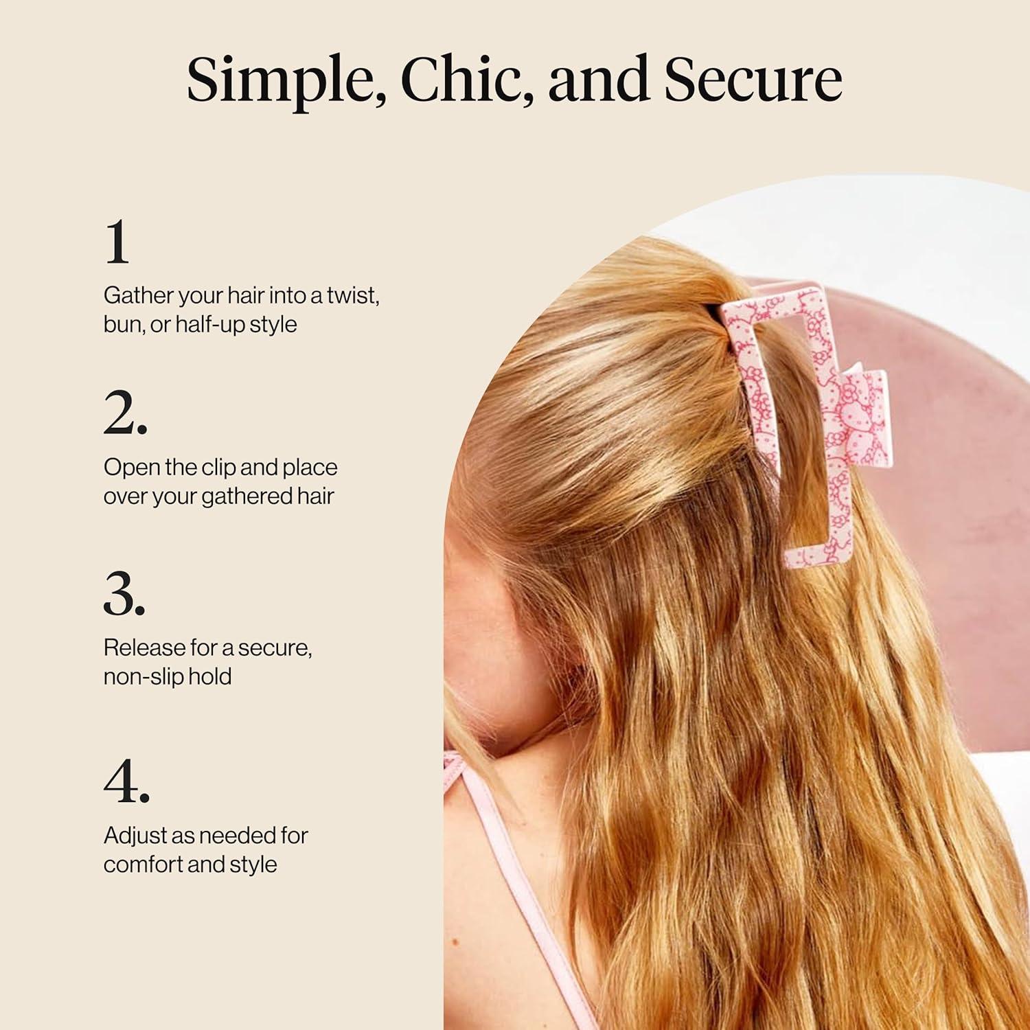 imageKitsch Hello Kitty Recycled Plastic Jumbo Claw Clip Extra Large claw Clips for Thick Hair Big Hair Clips for Thin Hair Ideal Gifts for Women 1 Piece Pink Kitty FacesPink Kitty Faces