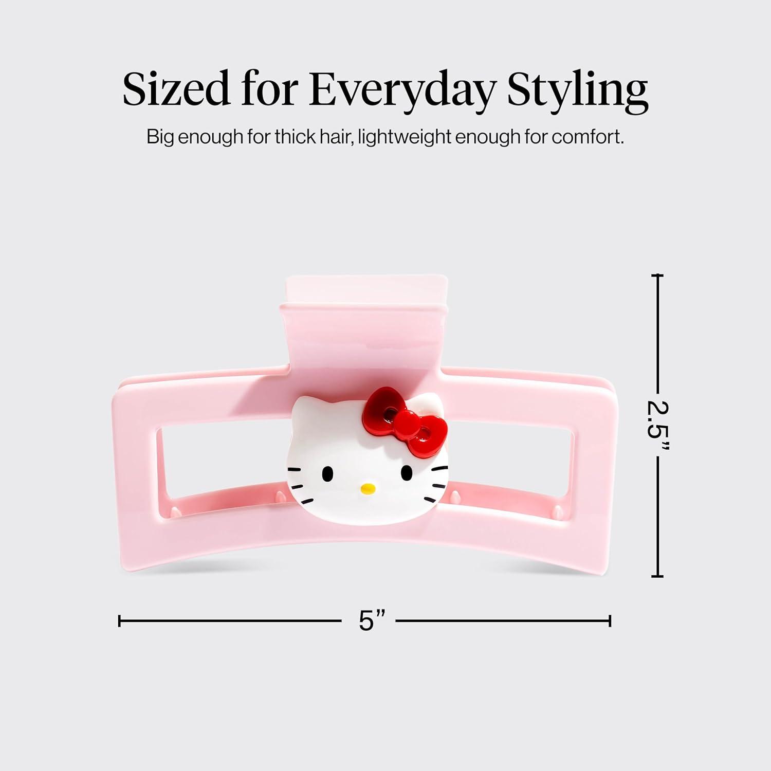 imageKitsch Hello Kitty Recycled Plastic Jumbo Claw Clip Extra Large claw Clips for Thick Hair Big Hair Clips for Thin Hair Ideal Gifts for Women 1 Piece Pink Kitty FacesKitty Face