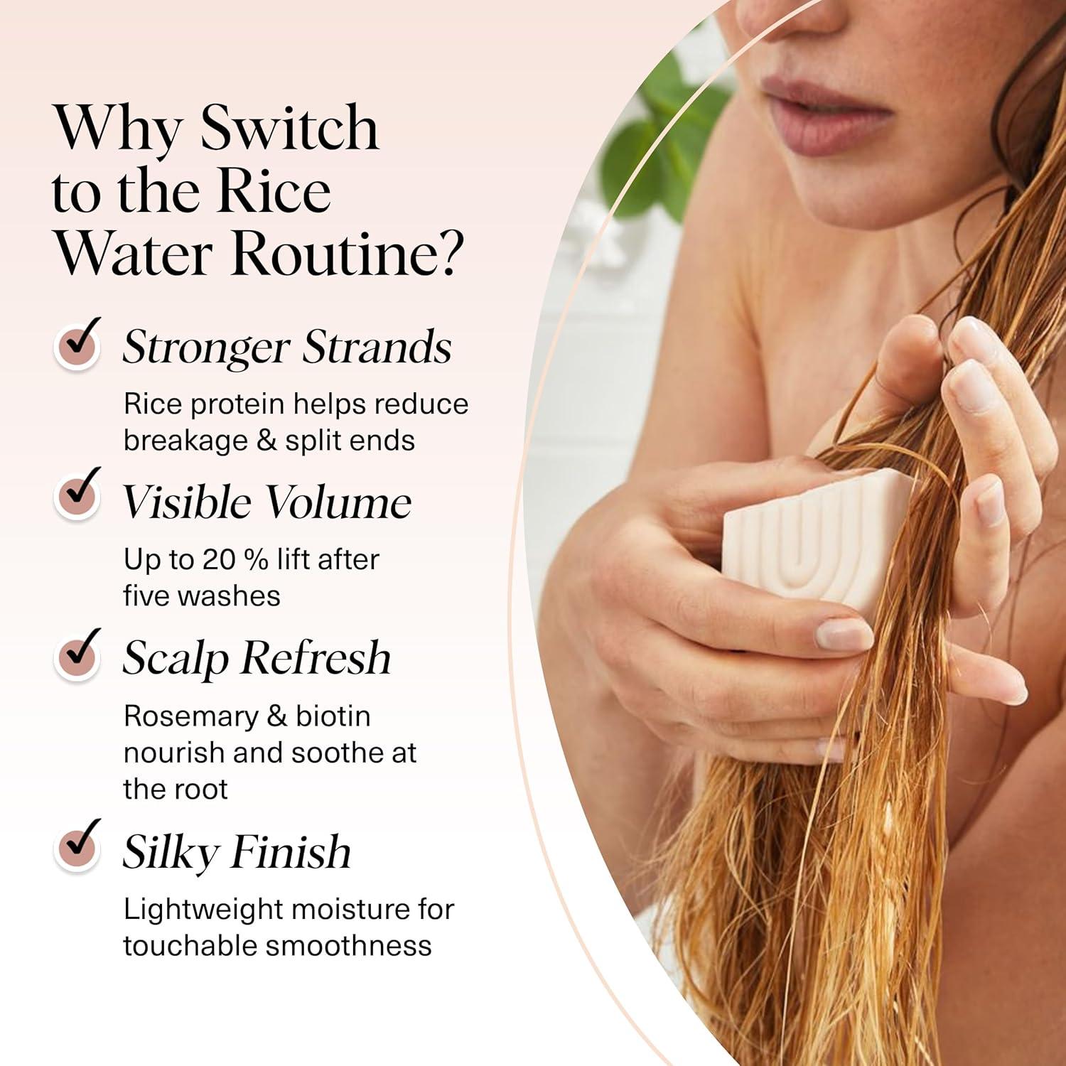 imageKitsch Rice Water Shampoo and Conditioner Set PreWash Scalp Serum with Rosemary and Biotin Shampoo and Conditioner Bar for Hair Growth ampamp Scalp Nourishment Hair Care 3pc Set