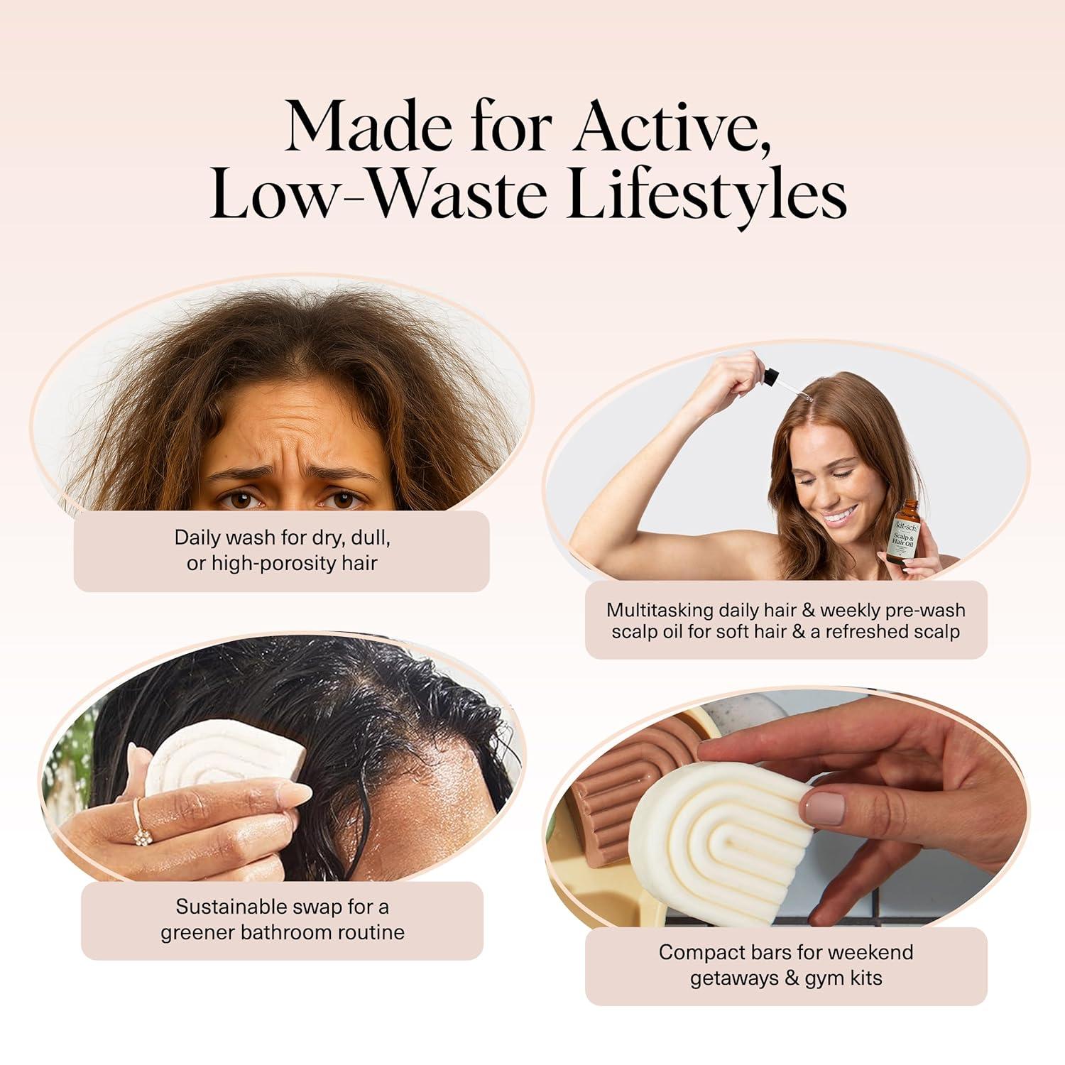 imageKitsch Rice Water Shampoo and Conditioner Set PreWash Scalp Serum with Rosemary and Biotin Shampoo and Conditioner Bar for Hair Growth ampamp Scalp Nourishment Hair Care 3pc Set