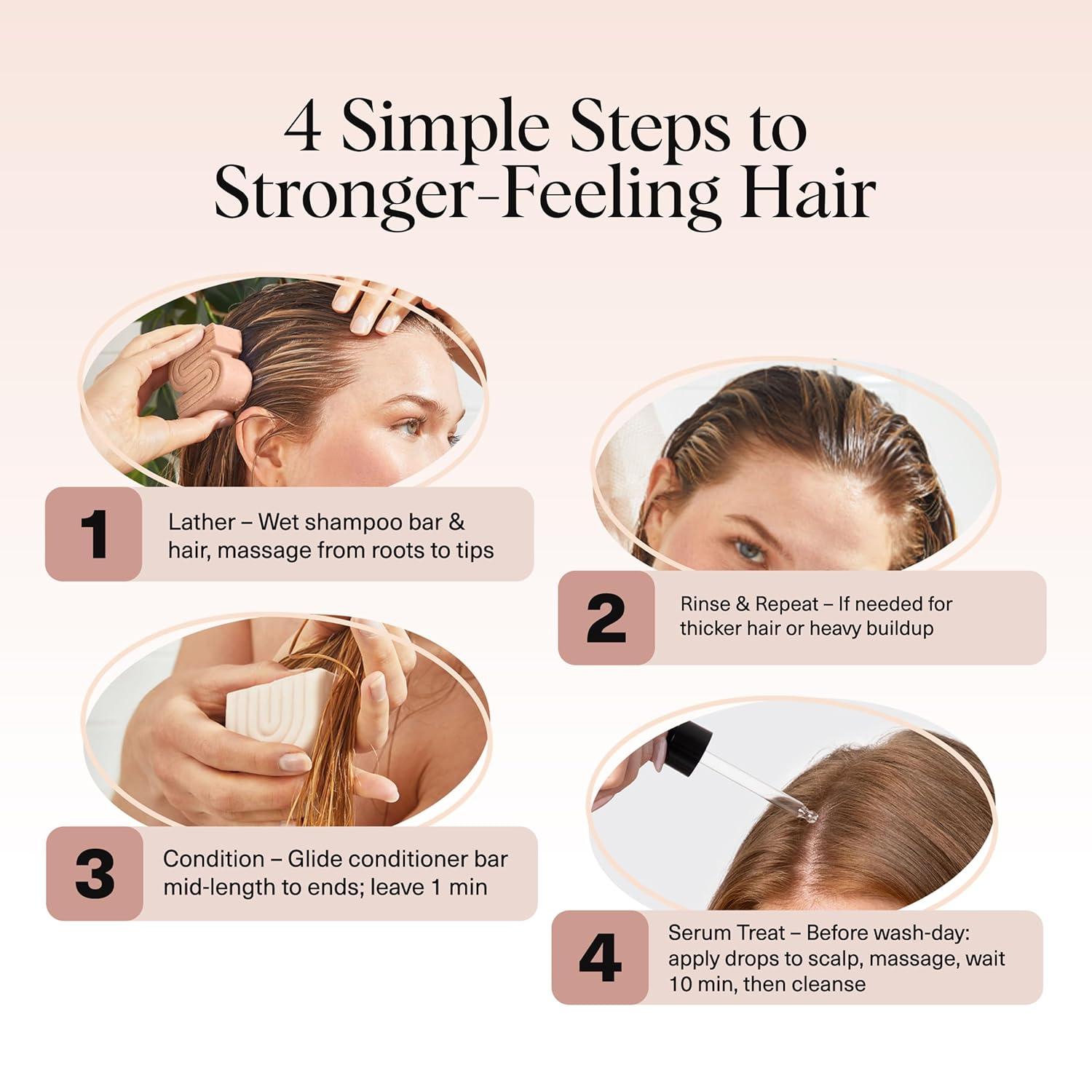 imageKitsch Rice Water Shampoo and Conditioner Set PreWash Scalp Serum with Rosemary and Biotin Shampoo and Conditioner Bar for Hair Growth ampamp Scalp Nourishment Hair Care 3pc Set