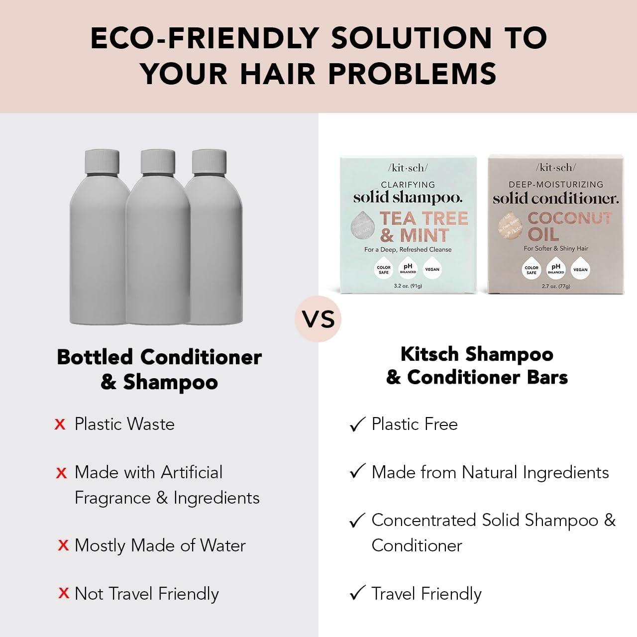 imageKitsch Tea Tree Shampoo ampamp Coconut Oil Conditioner Bar Shampoo and Conditioner Set Clarifying Bar Soap for Greasy Hair ampamp Deep Moisturizing Paraben Silicone ampamp Sulfate Free Made in USA 2 Pack